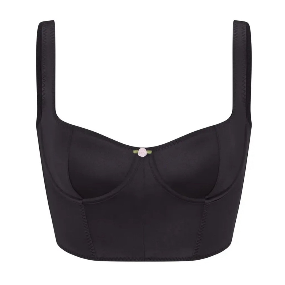 Size M- Skims Stretch Satin Corset Top with Flower Detail
